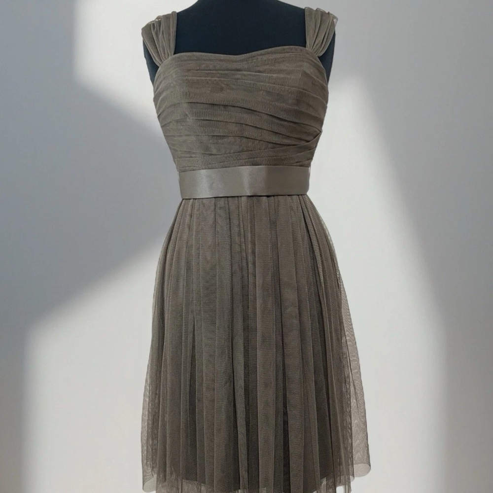 White by Vera Wang Charcoal Pleated Midi Dress
